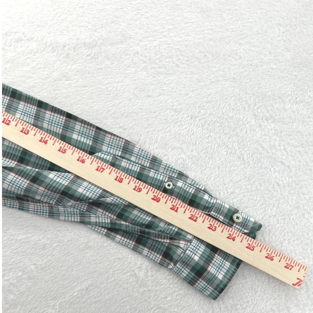 Banana Republic Mens Camden Fit Shirt M Green‎ Plaid Custom 078 Wash Button Down
